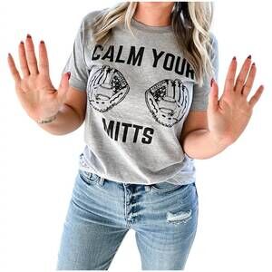 NEW FOX & OWL APPAREL calm your mitts baseball tee in grey